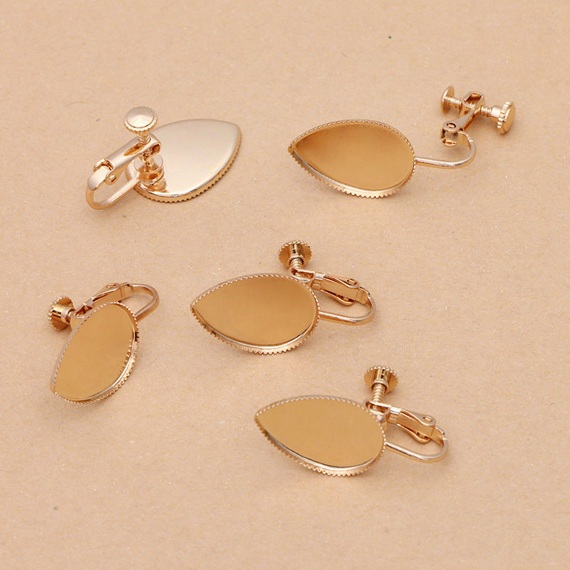 100 Ohrstecker mit gezackter Kante und Lünette, ohne Piercing, 18 kg, 13 x 18 mm, Wassertropfen-Cabochon, leere Basis, Edelsteinfassung