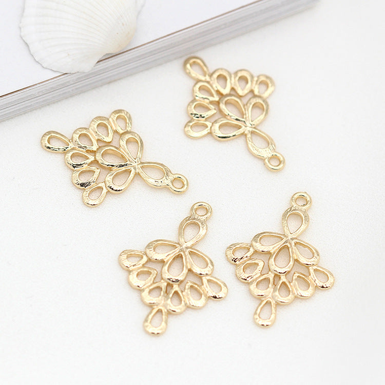 20 connecteurs de charme floral à double boucle 14K GF