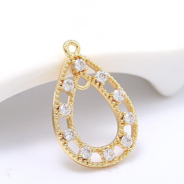 2 Round Honeycomb Star Waterdrop Circle Charm Pendant Rhinestone Embellished 14K GF