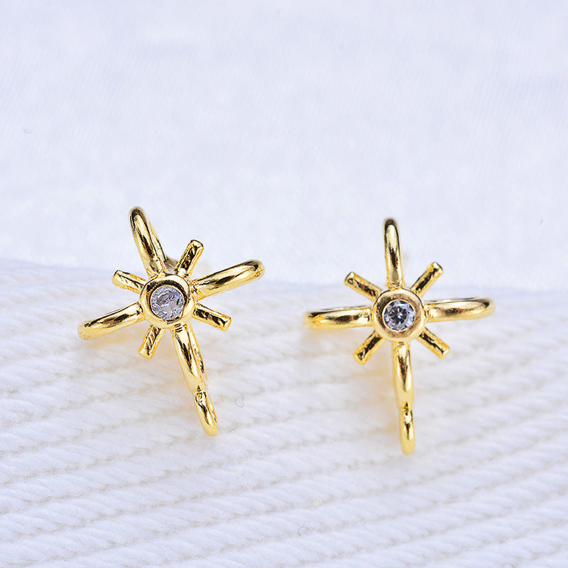 10 Blumen-Ohrstecker mit Öse, 14-Karat-GF-Strassverzierung