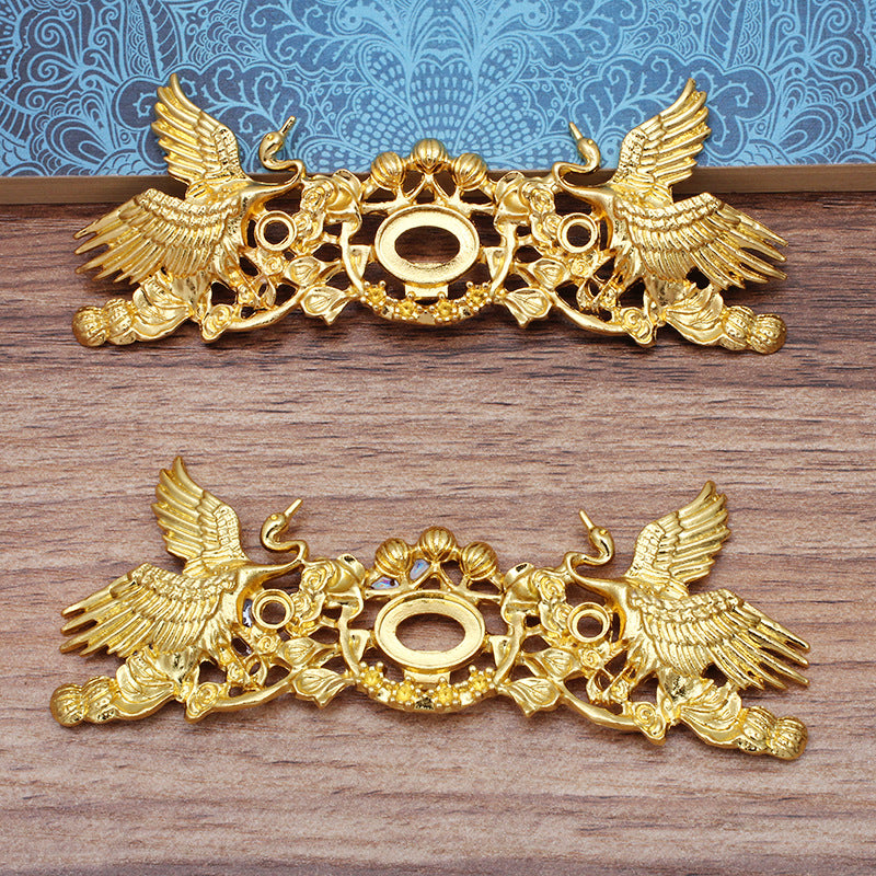 5 Phoenix Floral Charm Haarbandschnalle 18KGP 5mm 10x15mm Rund Oval Cabochon Rohling Edelstein Stück Fassung