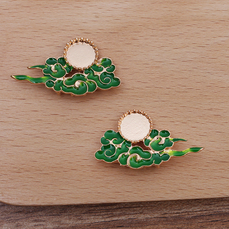 20 Emaille-Epoxidharz-Wolken-Charm-Anhänger, 18 kg, 10 mm, runder Cabochon, leere Basis, Edelstein-Stück-Fassung