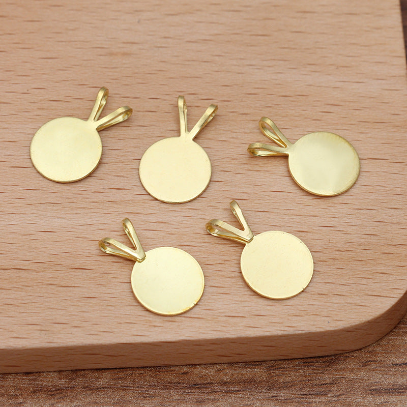 100 flache Pad-Charm-Anhänger, 18 kg, 10 mm, runder Cabochon, leere Basis, Edelsteinfassung