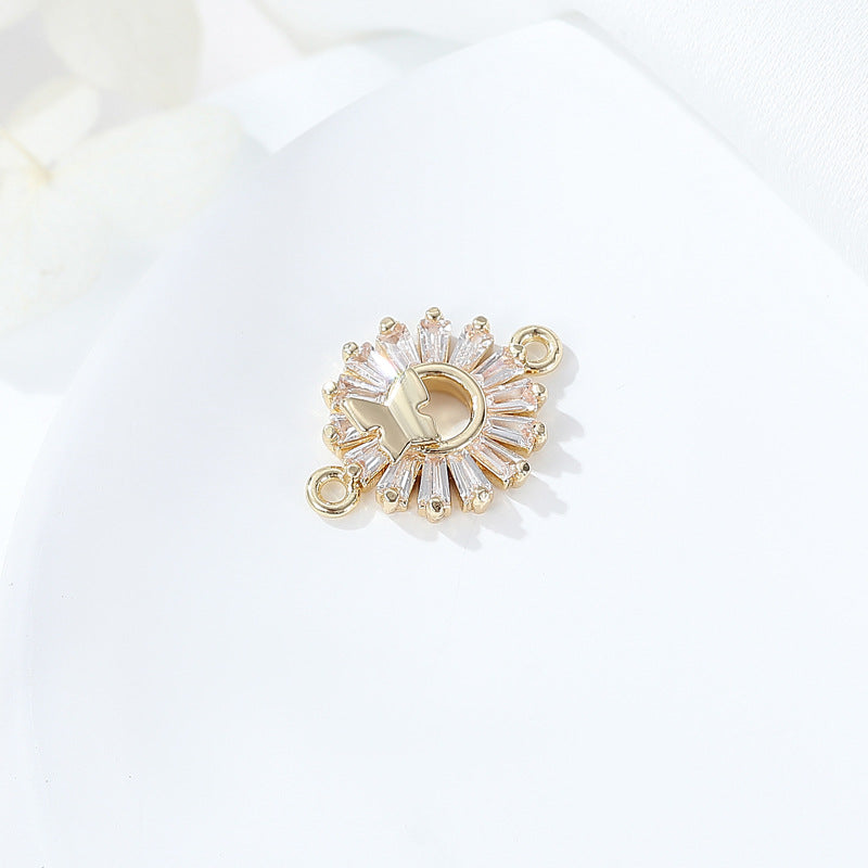 2 connecteurs de charme papillon à double boucle ornés de strass 14K GF