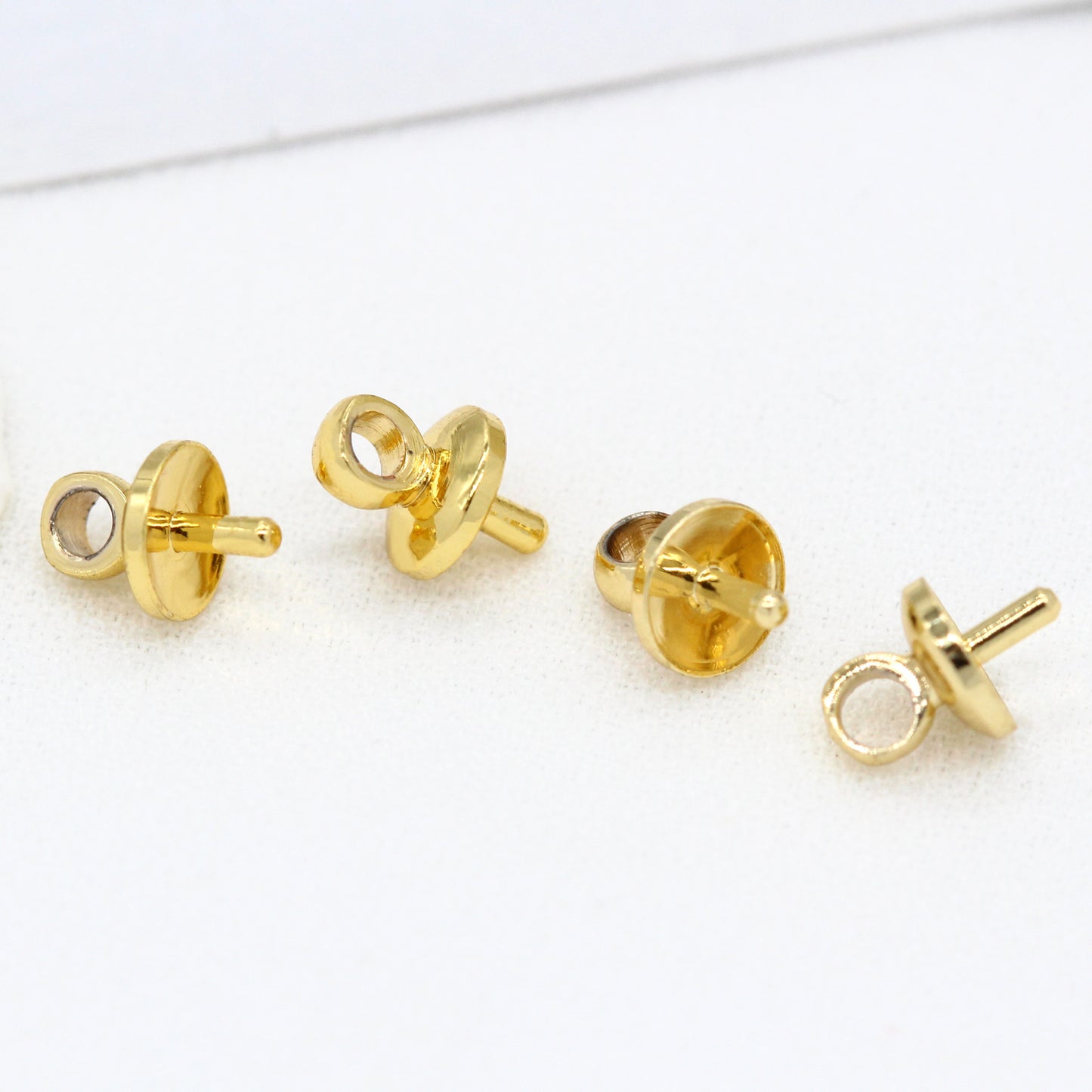 50 Pinch Bails 14K GF Pendant Top Connector Half Drilled Pearl Bead Blank