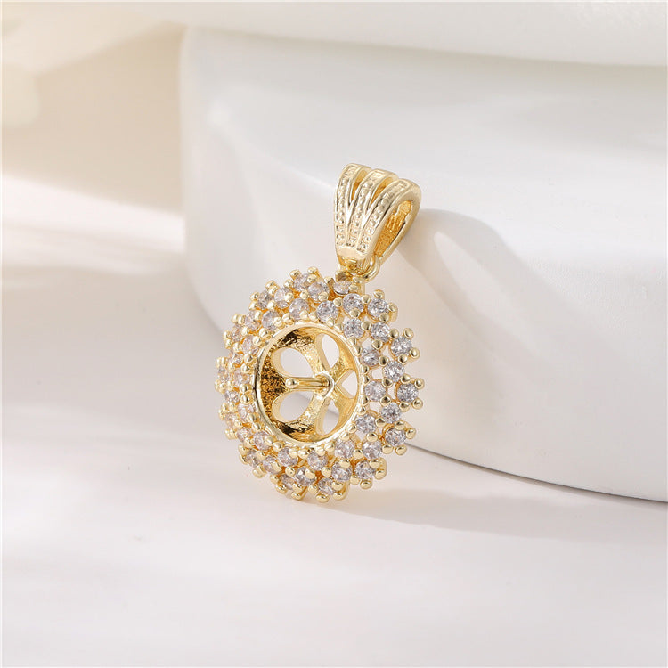 2 pendentif à breloque infini floral strass embelli 14K GF perle à moitié percée perle vierge