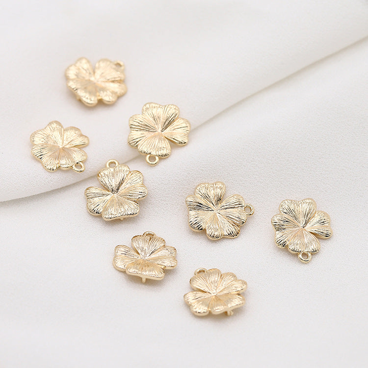 10 doppelt geschlungene vierblättrige Kleeblatt-Charm-Verbindungsstücke aus 14-karätigem GF