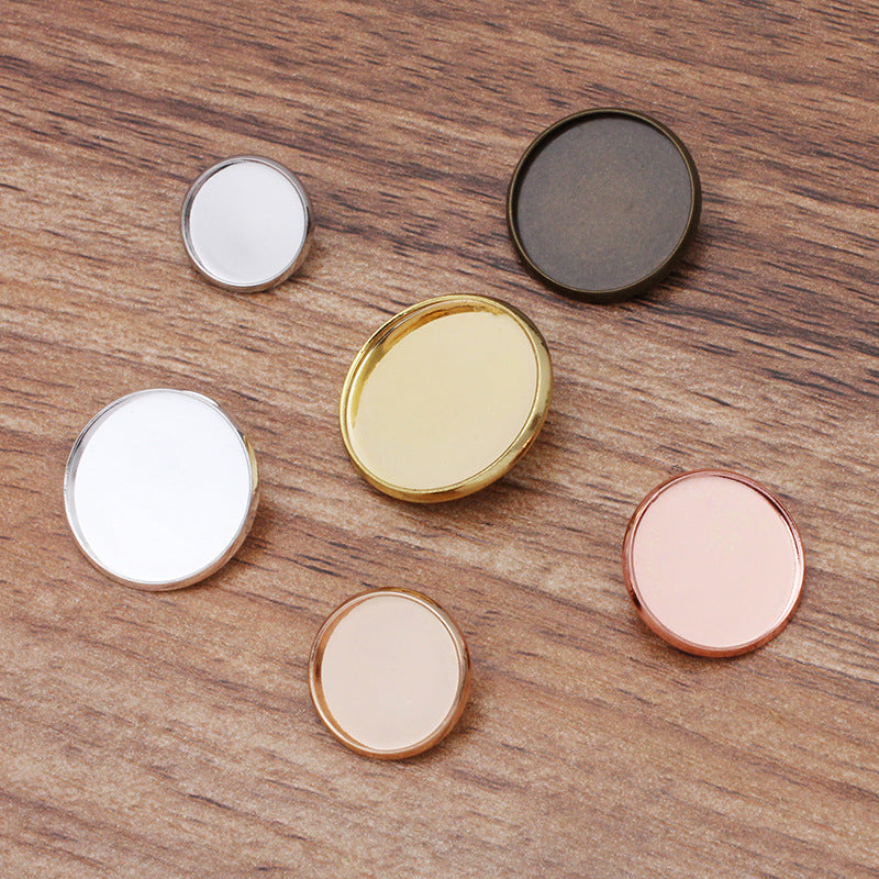 50 bouton de coupe de lunette à bord uni 18KGP 12mm 14mm 16mm 18mm 20mm cabochon rond base vierge réglage de pièce de pierre précieuse