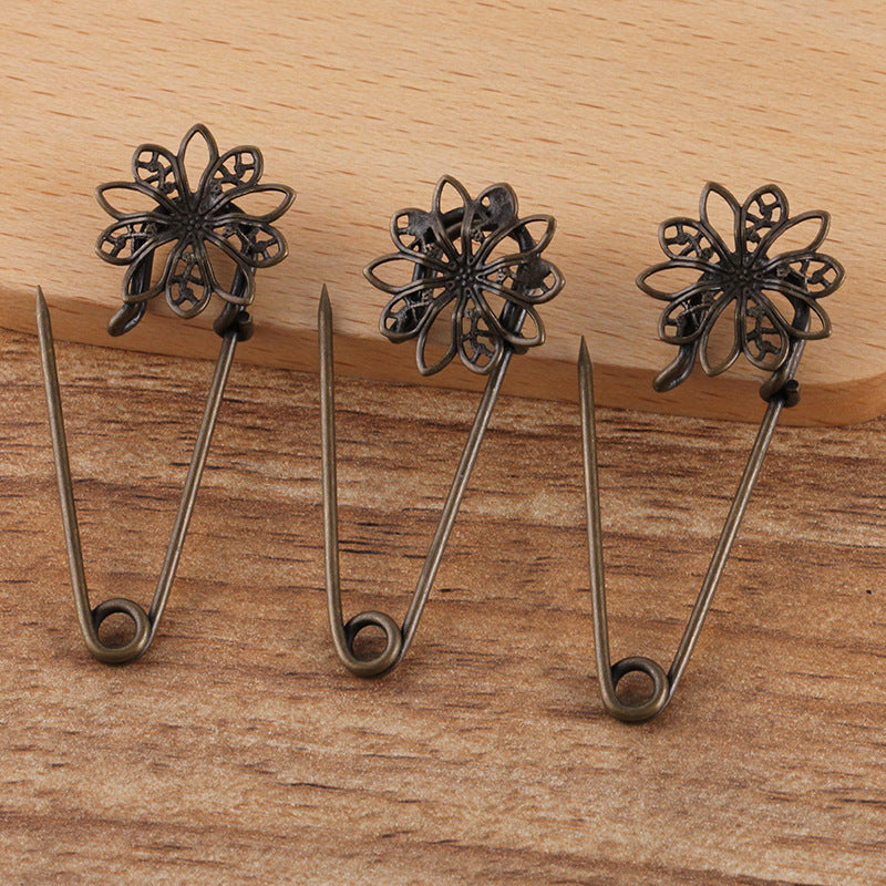 200 Filigrane Floral Charm Safe Broche Antique Bronze 6mm Rond Non Poreux Base Vierge Serti De Pierres Précieuses