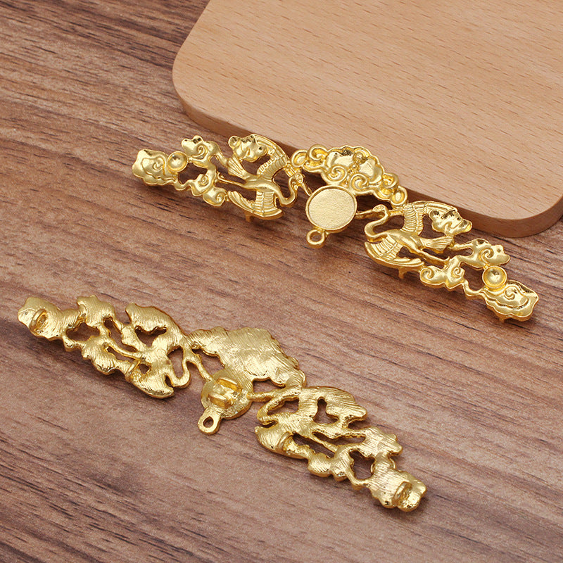 10 Multi Looped Crane Cloud Charm Hair String Buckle 18KGP 10mm Round Cabochon Blank Base Gemstone Piece Setting