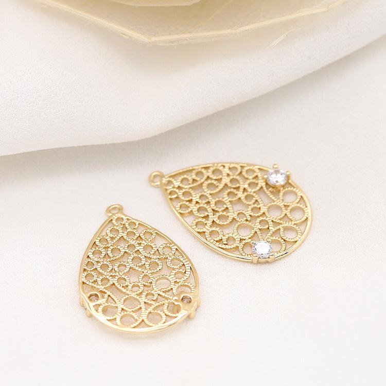 5 pendentif à breloque goutte d'eau creuse strass embelli 14K GF