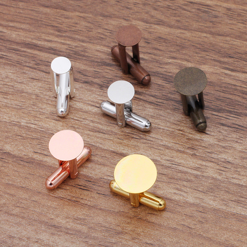Boutons de manchette à lunette plate, 20 pièces, 18KGP, 6mm, 8mm, 10mm, 12mm, cabochon rond, Base vierge, réglage des pierres précieuses