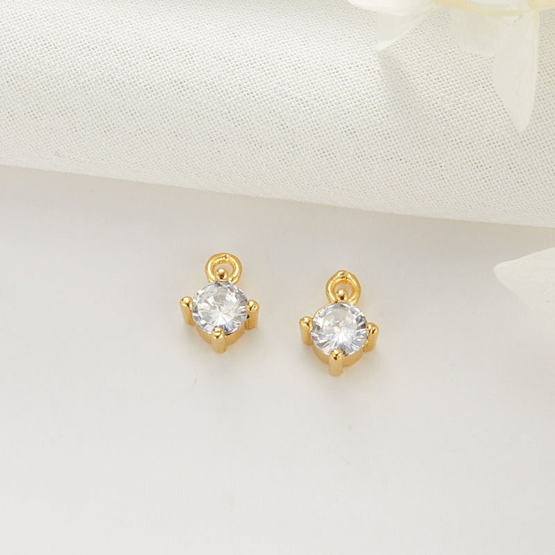 Pendentif à breloque dauphin musique pigeon à 2 feuilles orné de strass 14K GF