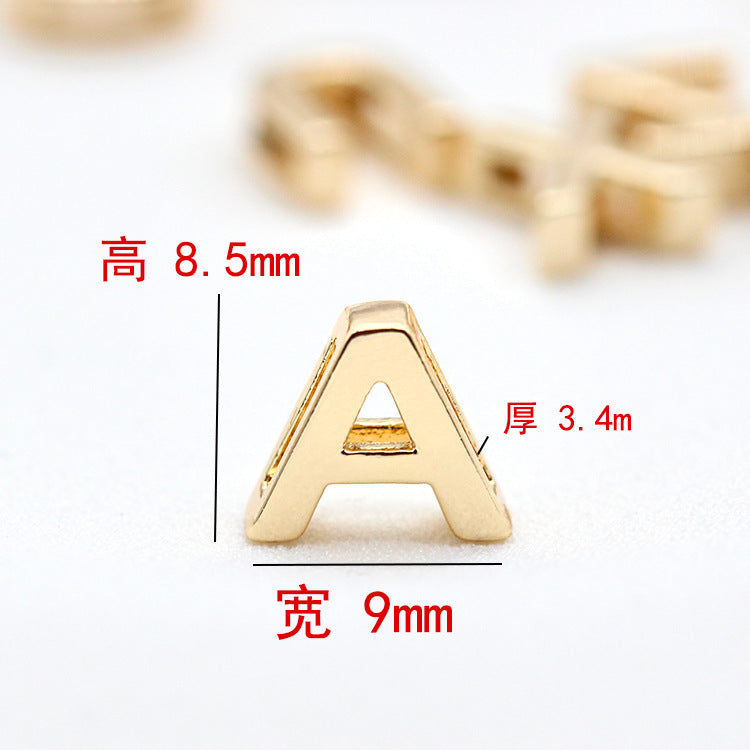 10 trous larges Alphabet plat perle ceinture charme 14K GF perles entretoise