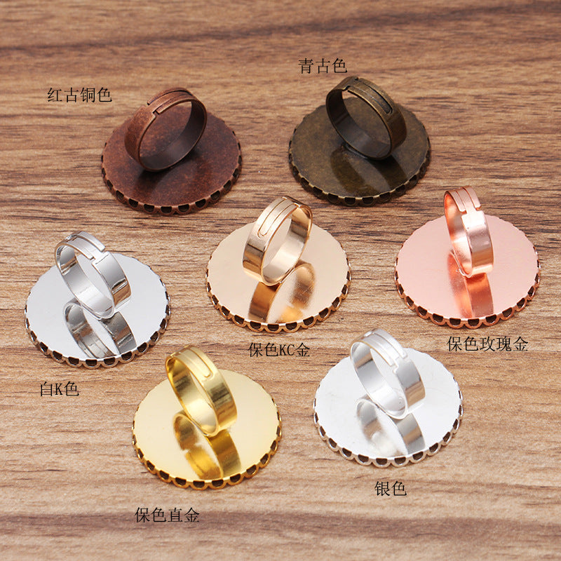 100 bague de coupe de lunette de bord de pétoncle 18KGP 25mm 30mm cabochon rond Base vierge réglage de pierres précieuses