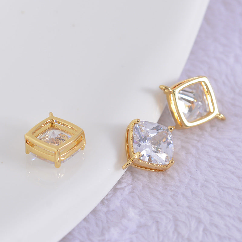 20 connecteurs de charme carrés à double boucle ornés de strass 14K GF