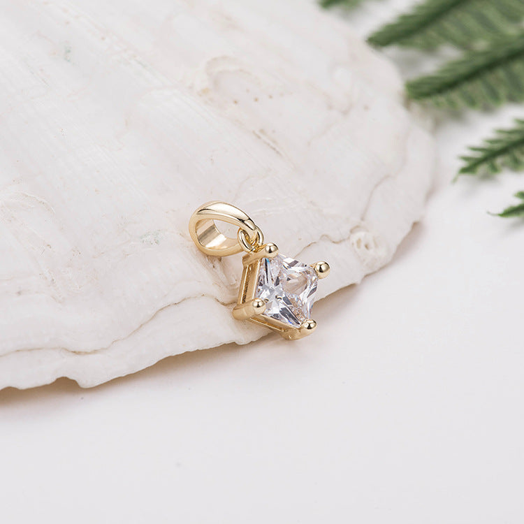 Pendentif à breloque 2 diamants orné de strass 14K GF