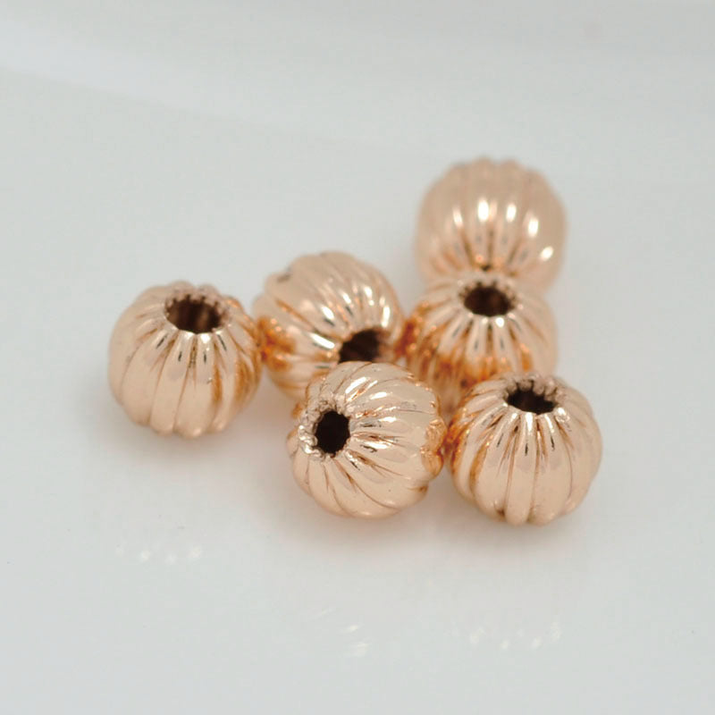 100 breloques rondes en perles de citrouille 14K GF entretoise de perles