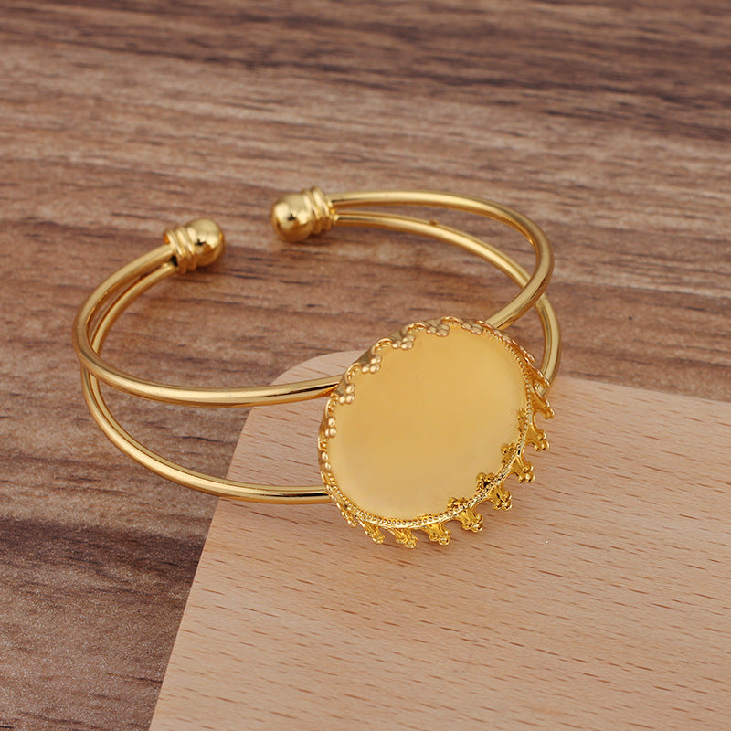 5 Kronenrand-Bezel-Cup, zweireihiger, zu öffnender Kreis-Armreif, 18 kg, 25 mm, runder Cabochon-Rohling, Edelstein-Fassung