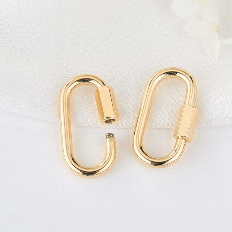 2 fermoirs à vis pour porte-clés à cercle oblong 14K GF
