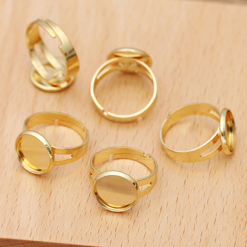 200 Round Bezel Cup Openable Circle Ring 18KGP 12mm Cabochon Blank Base Gemstone Setting
