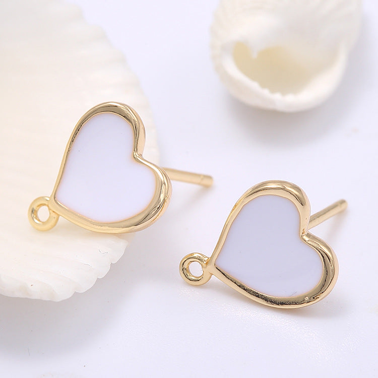 Boucles d'oreilles à 4 clous en forme de cœur avec boucle d'oreille ornée de coquillages 14 carats GF