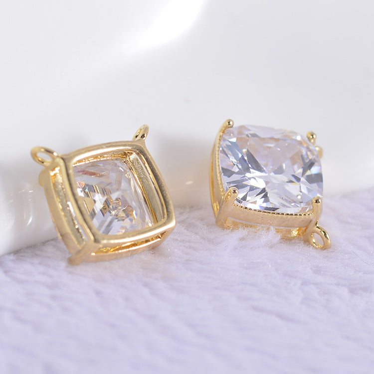20 connecteurs de charme carrés à double boucle ornés de strass 14K GF