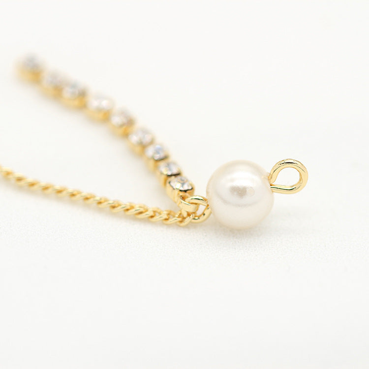 10 Schlangenketten-Quasten-Charm-Anhänger, Perle, Strass, verziert, 14 Karat GF