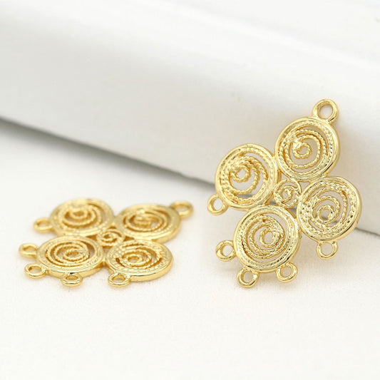 10 pendentifs à breloques florales à boucles multiples 14K GF