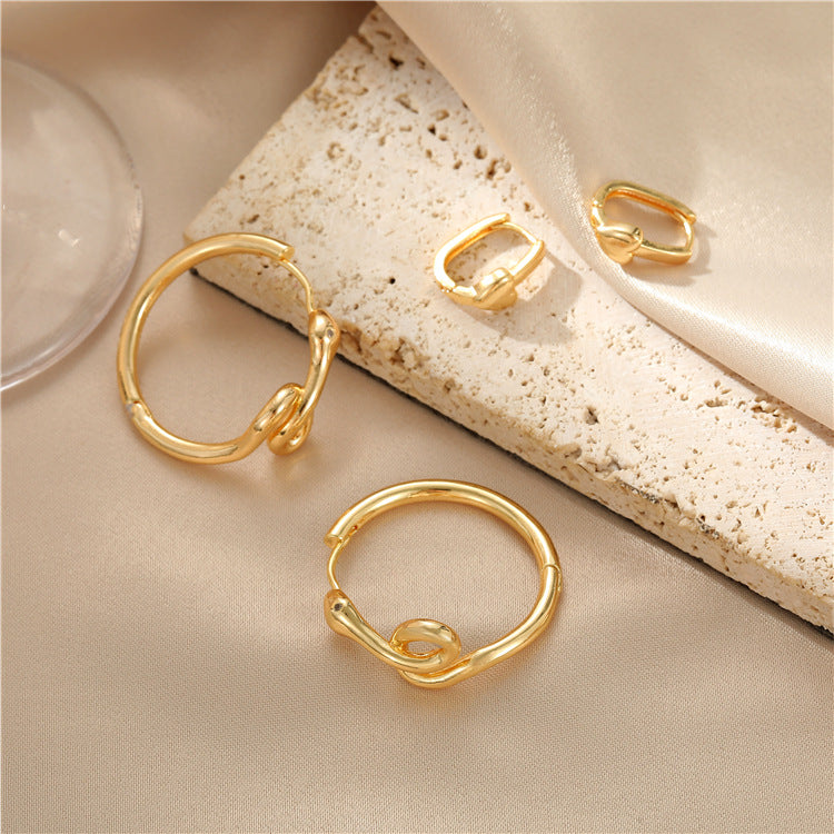 4 boucles d'oreilles serpent rectangle cercle coeur cerceau strass embelli 14K GF boucle d'oreille