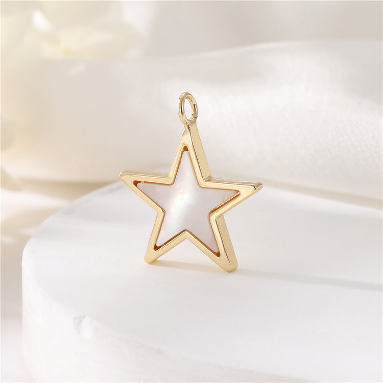 Pendentif à breloque papillon 2 étoiles 14K GF Shell embelli