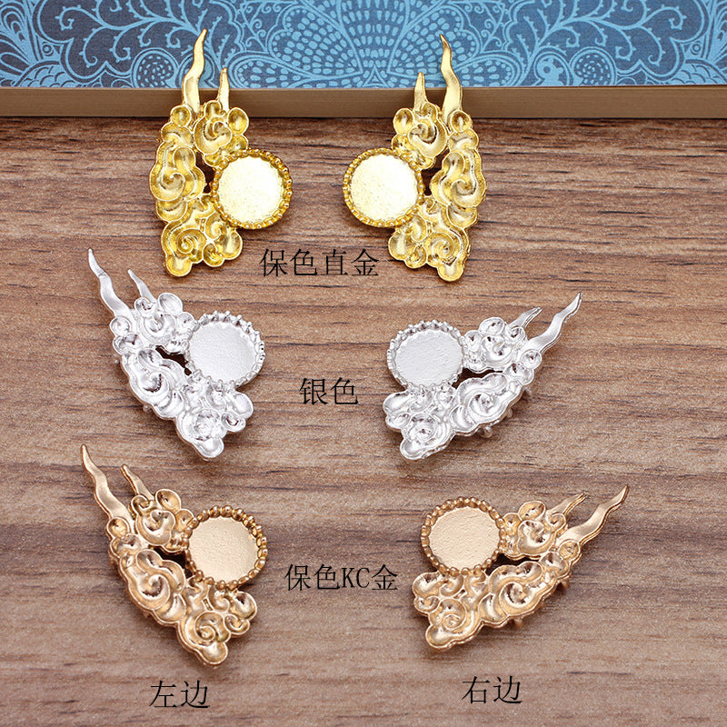 50 Cloud Charm Pendant 18KGP 10mm Round Cabochon Blank Base Gemstone Piece Setting