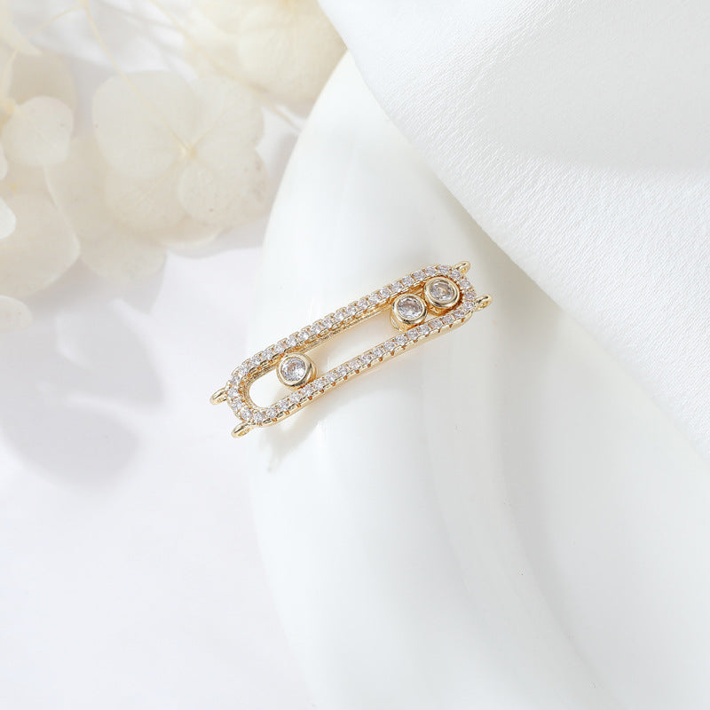2 Double boucle rectangle étoile de mer oeil carré coeur charme connecteur strass embelli 14K GF