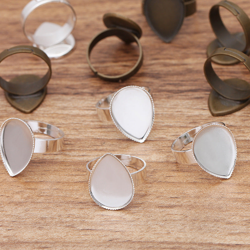50 Serrated Edge Bezel Cup Openable Circle Ring Silver Plated 13x18mm 18x25mm Waterdrop Cabochon Blank Base Gemstone Setting