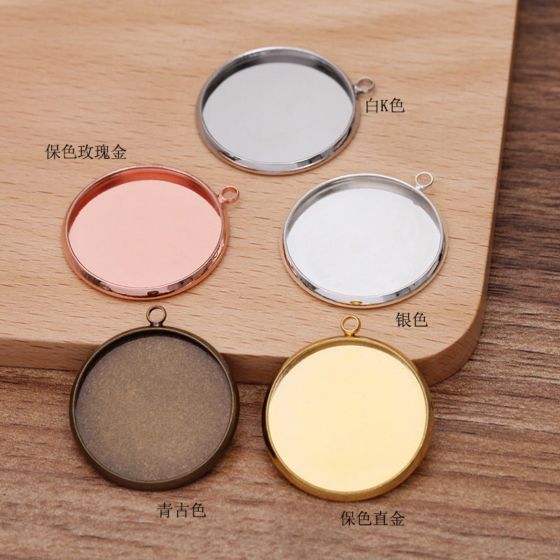 50 pendentif à breloque de tasse de lunette à bord uni 18KGP 8mm 10mm 12mm 14mm 16mm 18mm 20mm 25mm cabochon rond Base vierge réglage de pierres précieuses