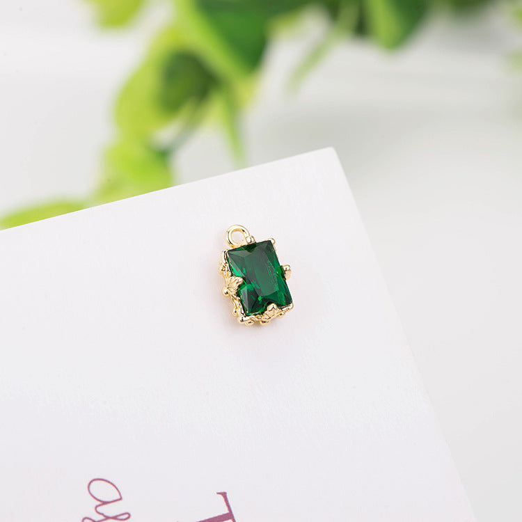 10 pendentifs à breloque rectangulaires, connecteur à Double boucle, ornés de strass, 14K GF