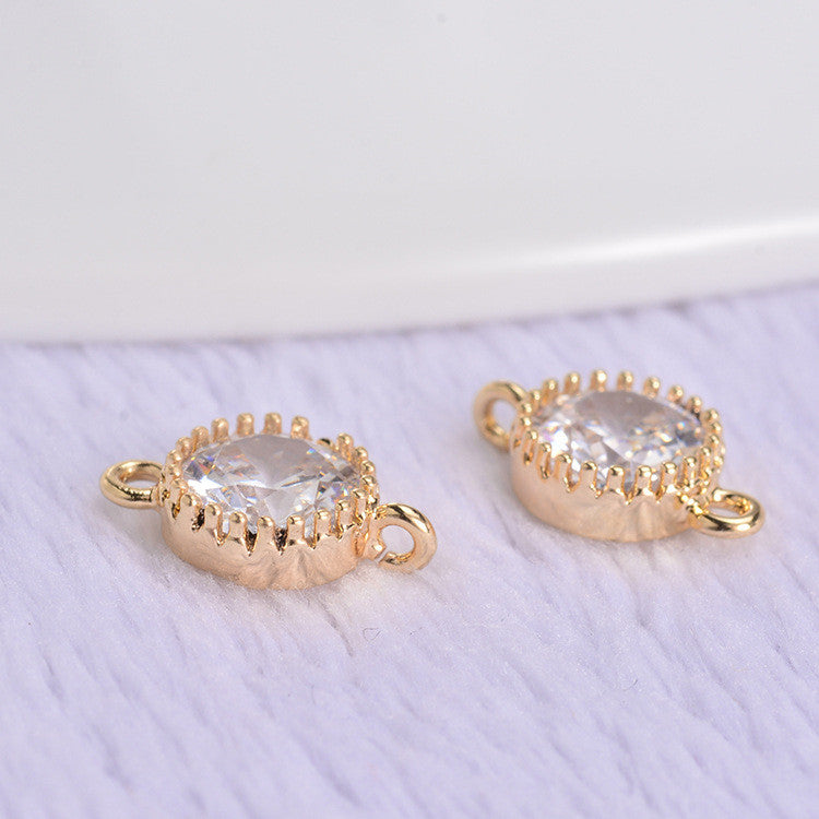 20 connecteurs de charme ronds à double boucle et strass embellis 14K GF