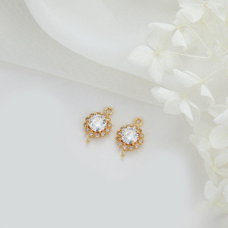 2 Double boucle Floral Cercle Lune Ovale Charme Connecteur Strass Embelli 14K GF