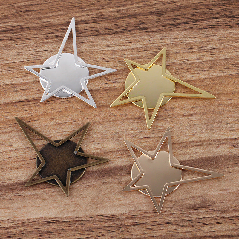 50 gezackter Rand, Lünette, Stern-Charm-Anhänger, 18 kg, 25 mm, runder Cabochon, leere Basis, Edelsteinfassung