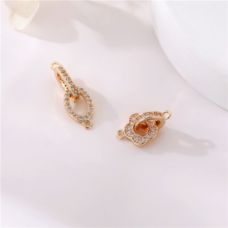 2 connecteurs de lien de cercle floral à double boucle ornés de strass 14K GF