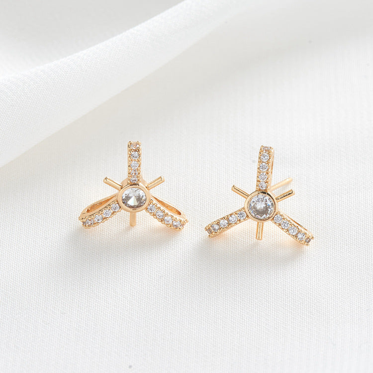 4 Ohrstecker mit Schleife, Strassverzierung, 14-Karat-GF-Ohrring