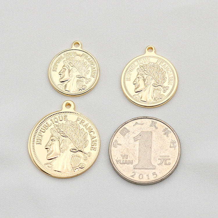 Pendentif à breloque pièce de monnaie 20 portraits 14K GF