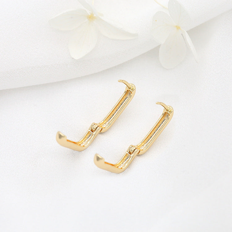 4 boucles d'oreilles créoles rectangulaires brillantes 14K GF Earing