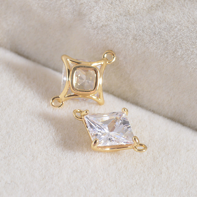 20 connecteurs de charme en diamant à double boucle ornés de strass 14K GF
