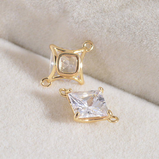 20 connecteurs de charme en diamant à double boucle ornés de strass 14K GF