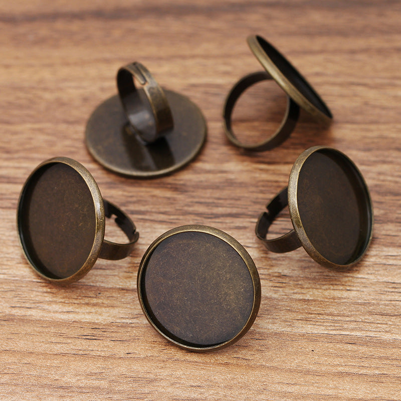100 Plain Ring 18KGP 25mm Round Cabochon Blank Base Gemstone Setting