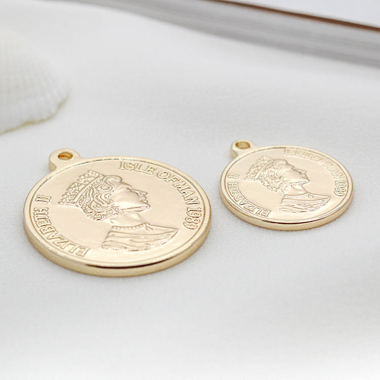 5 Queen Coin Charm Pendant 14K GF