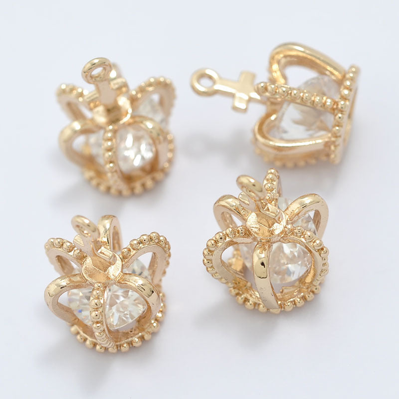 20 pendentif à breloque couronne orné de strass 14K GF