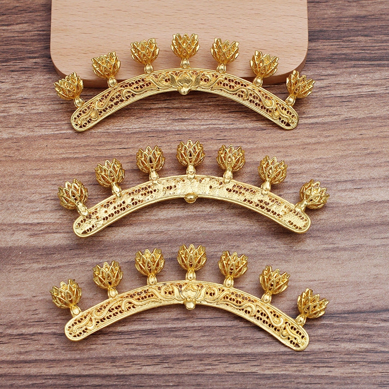 10 Bent Multi Floral Charm Pendant 18KGP 6mm Round Bead Blank Gemstone Beads Setting