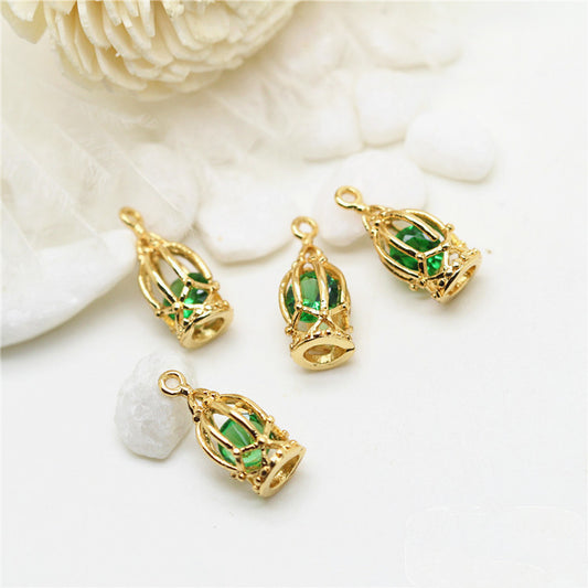 20 pendentif à breloque cage à oiseaux orné de strass 14K GF